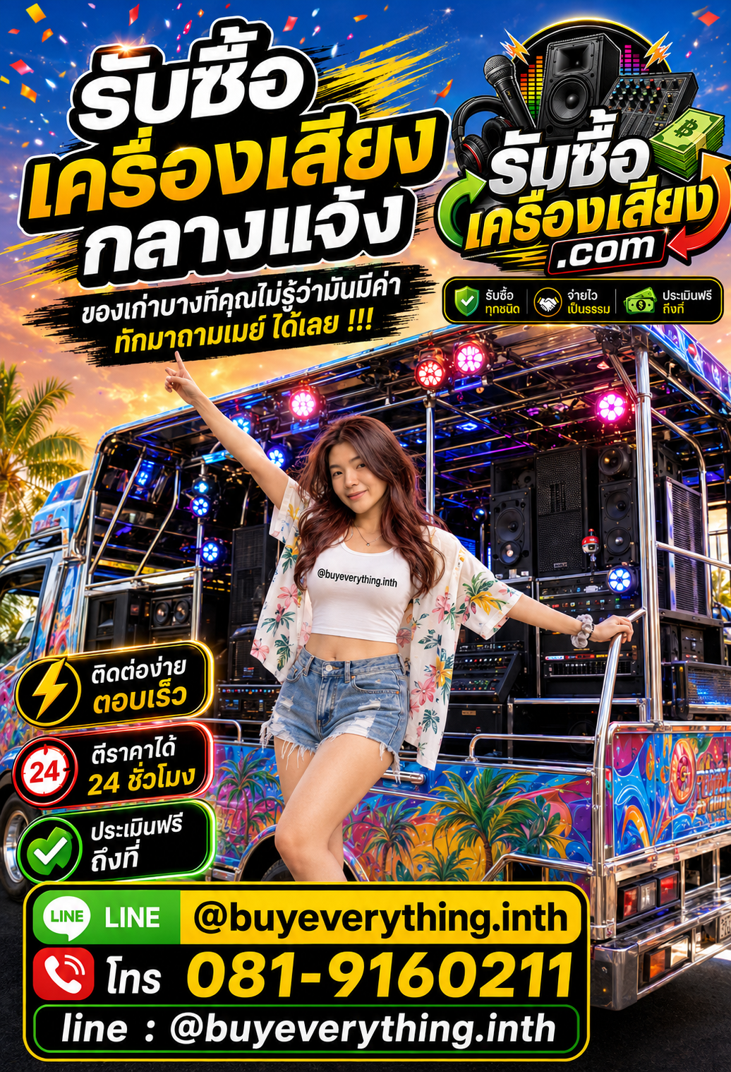 พรีเซ็นเตอร์รับซื้อเครื่องเสียงกลางแจ้ง ตอบไว รับซื้อถึงที่